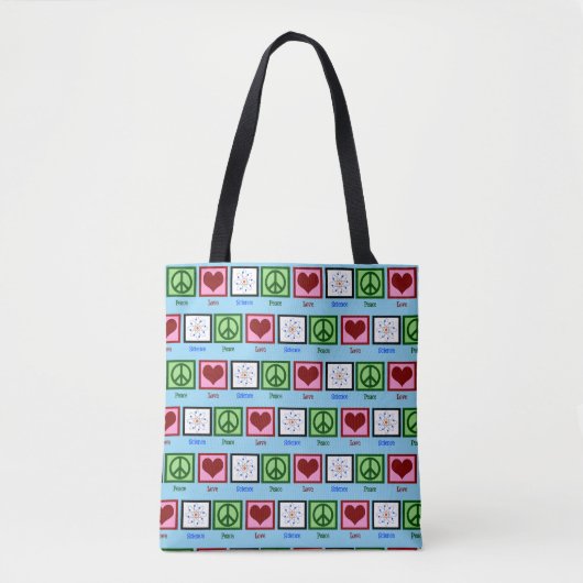 Peace Love Science Tote Bag (Voorkant)