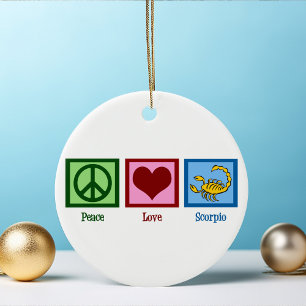 Peace Love Scorpio Astrology Sign Kerstmis Keramisch Ornament