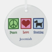 Peace Love Scotties Cute Custom Scottish Terrier Glas Ornament (Voorkant)