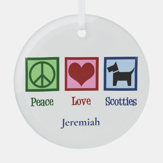 Peace Love Scotties Cute Custom Scottish Terrier Glas Ornament (Voorkant)