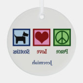 Peace Love Scotties Cute Custom Scottish Terrier Glas Ornament (Achterkant)
