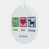 Peace Love Scotties Cute Custom Scottish Terrier Glas Ornament (Voorkant links)