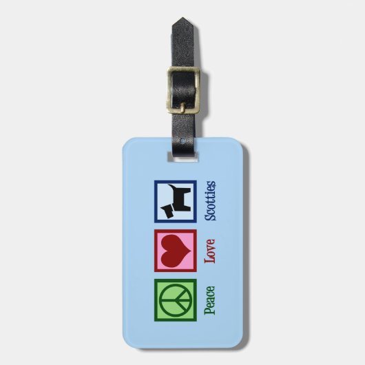 Peace Love Scottish Terrier Bagagelabel (Voorkant verticaal)