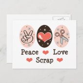 Peace Love Scrap Scrapbooking Briefkaart Stationer (Voorkant / Achterkant)