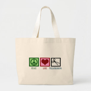 Peace Love Scrapbooking Grote Tote Bag