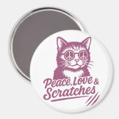 Peace, Love & Scratches Funny Cat Magneet (Voorkant / Achterkant)