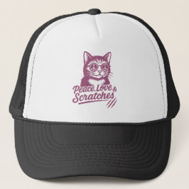 Peace, Love & Scratches Funny Cat Trucker Pet