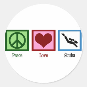 Peace Love Scuba Diving Ronde Sticker