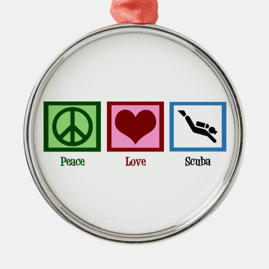 Peace Love Scuba Metalen Ornament (Voorkant)