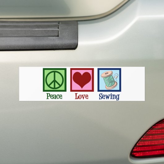Peace Love Seamstress Bumpersticker (Op auto)