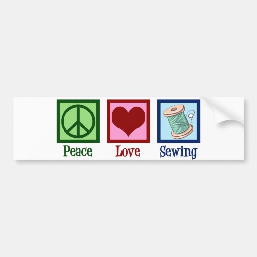 Peace Love Seamstress Bumpersticker (Voorkant)