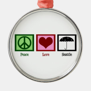 Peace Love Seattle Metalen Ornament
