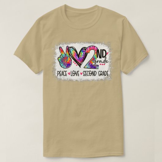 Peace Love Second Grad Tie Student Teacher Bl T-shirt (Design voorkant)