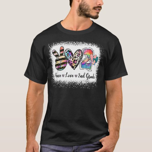 Peace Love Second Grade Back to School Team 2e Gr T-shirt (Voorkant)