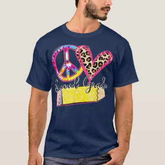 Peace Love Second Grade Funny Tie Dye Student Teac T-shirt