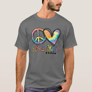 Peace Love Second Grade Funny Tie Dye Terug naar S T-shirt