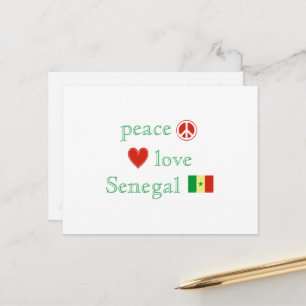 Peace Love Senegal Heart en Senegalese vlag Briefkaart