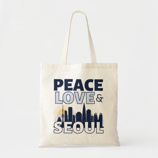 Peace Love & Seoul Skyline Tote Bag (Voorkant)