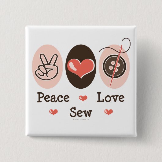 Peace Love Sew naaien Button (Voorkant)