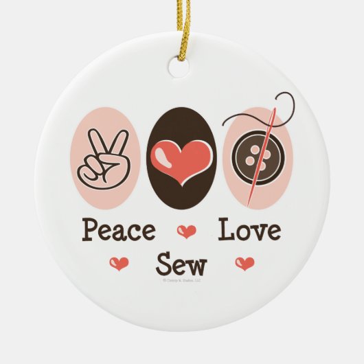 Peace Love Sew Ornament (Voorkant)