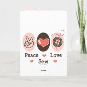 Peace Love Sew Sewing Wenskaart Kaart (Achterkant)