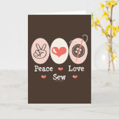 Peace Love Sew Sewing Wenskaart Kaart (Gele Bloem)