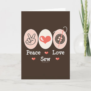 Peace Love Sew Sewing Wenskaart Kaart