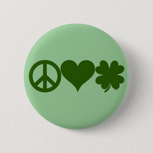 Peace Love Shamrocks Ronde Button 5,7 Cm (Voorkant)
