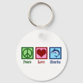 Peace Love Sharks Sleutelhanger (Voorkant)
