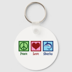 Peace Love Sharks Sleutelhanger