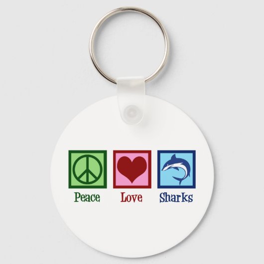 Peace Love Sharks Sleutelhanger (Voorkant)
