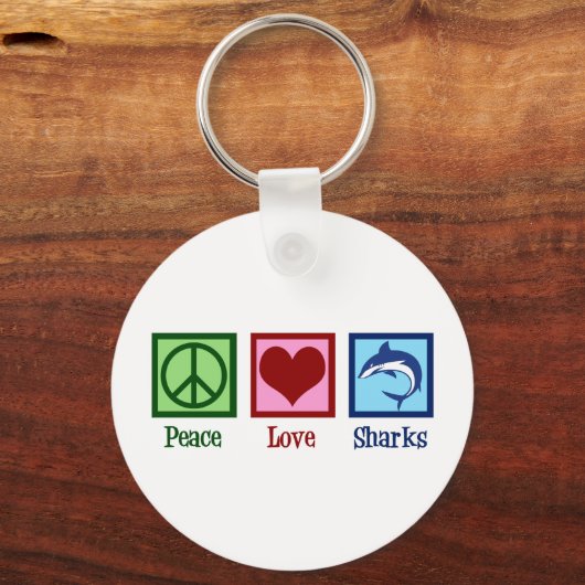 Peace Love Sharks Sleutelhanger (Voorkant)