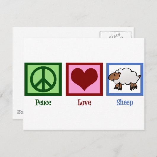 Peace Love Sheep Briefkaart (Voorkant / Achterkant)