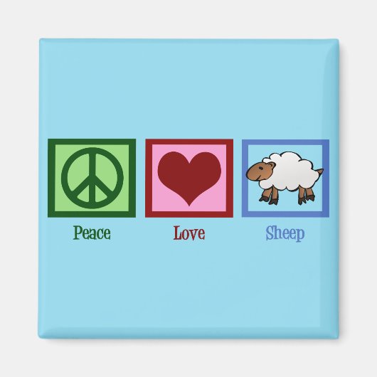 Peace Love Sheep Magneet (Voorkant)