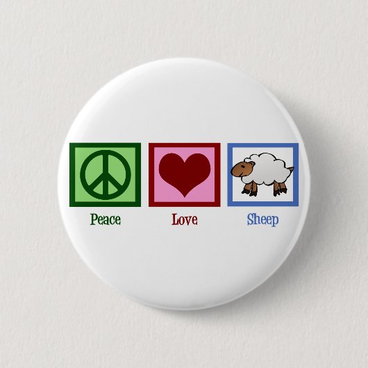 Peace Love Sheep Ronde Button 5,7 Cm (Voorkant)
