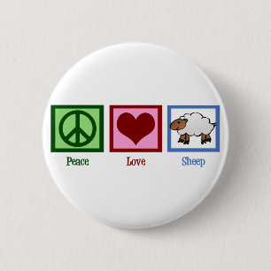 Peace Love Sheep Ronde Button 5,7 Cm