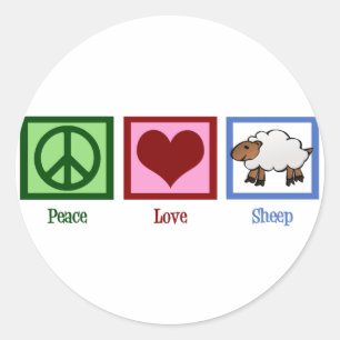 Peace Love Sheep Ronde Sticker