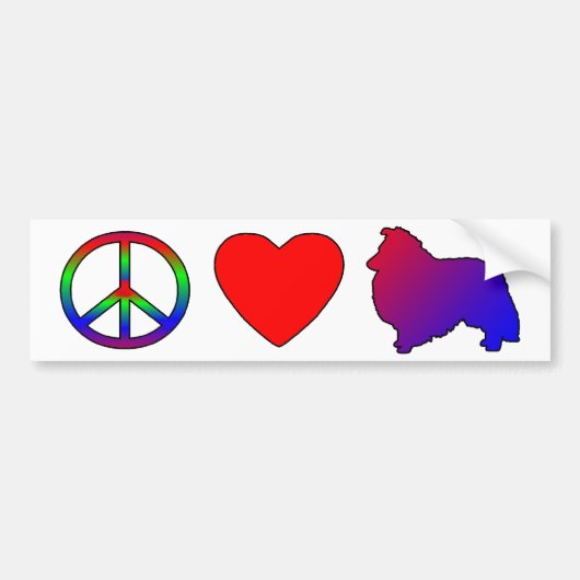Peace Love Shelties Bumpersticker (Voorkant)