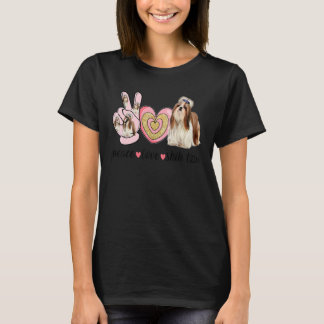 Peace Love Shih Tzu Cute Dog Mam Moederdag T-shirt