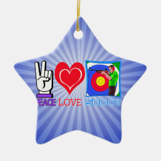 PEACE LOVE SHOOT CHRISTMAS ORNAMENT