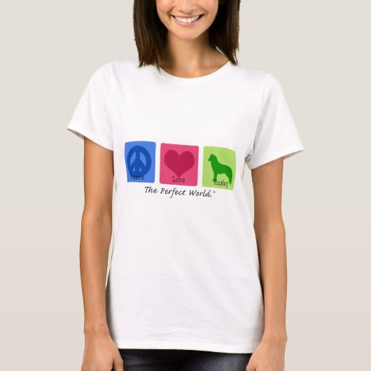 Peace Love Siberian Husky T-shirt (Voorkant)