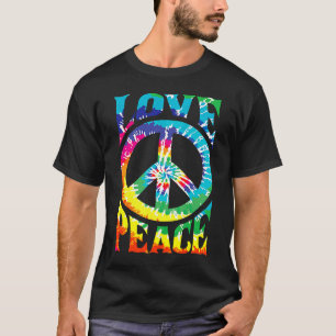 PEACE LOVE Sign 60s 70s Tie Dye Hippie Costume Ret T-shirt