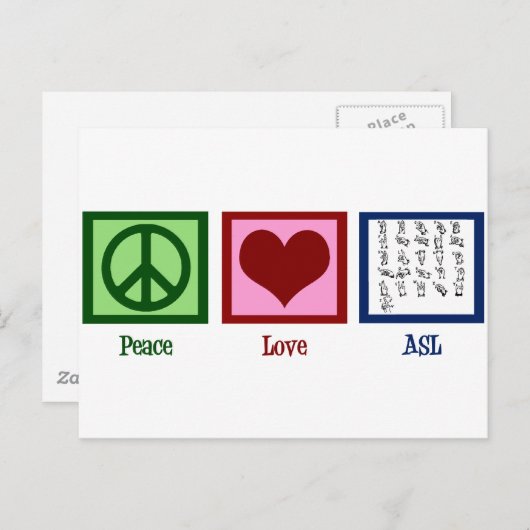 Peace Love Sign Briefkaart (Voorkant / Achterkant)