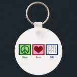 Peace Love Sign Sleutelhanger<br><div class="desc">Een vredesteken,  hart en het ASL-alfabet van handen. Geweldig geschenk voor de dove gemeenschap of een Amerikaans Taal.</div>