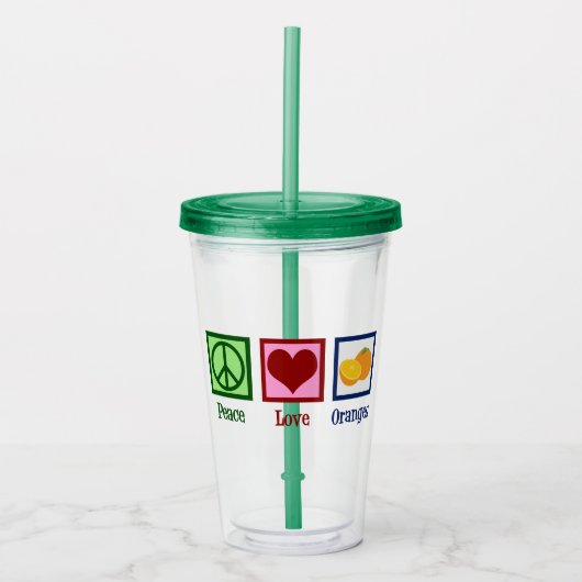 Peace Love Sinaasappels Acryl Drinkbeker (Voorkant)