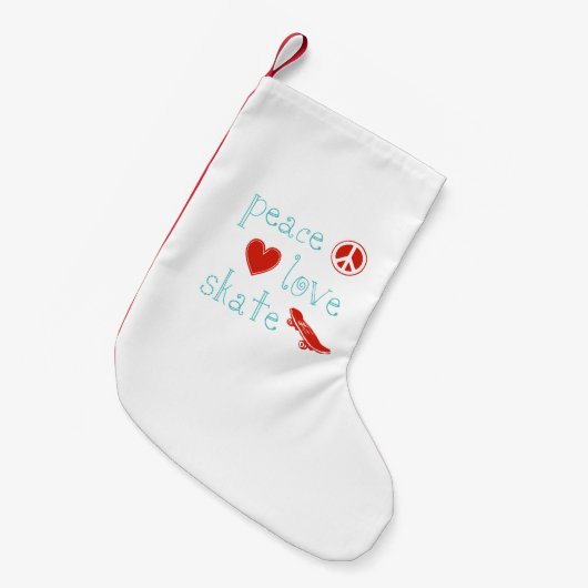Peace Love Skateboard Kleine Kerstsok (Voorkant (Hangend))