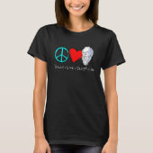 Peace Love Skepticism gezegde for skeptics and phi T-shirt (Voorkant)