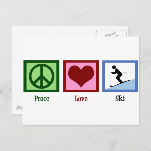 Peace Love Ski Briefkaart (Voorkant / Achterkant)