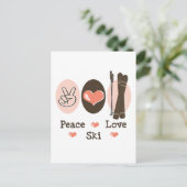 Peace Love Ski Briefkaart (Staand voorkant)