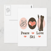 Peace Love Ski Briefkaart (Voorkant / Achterkant)